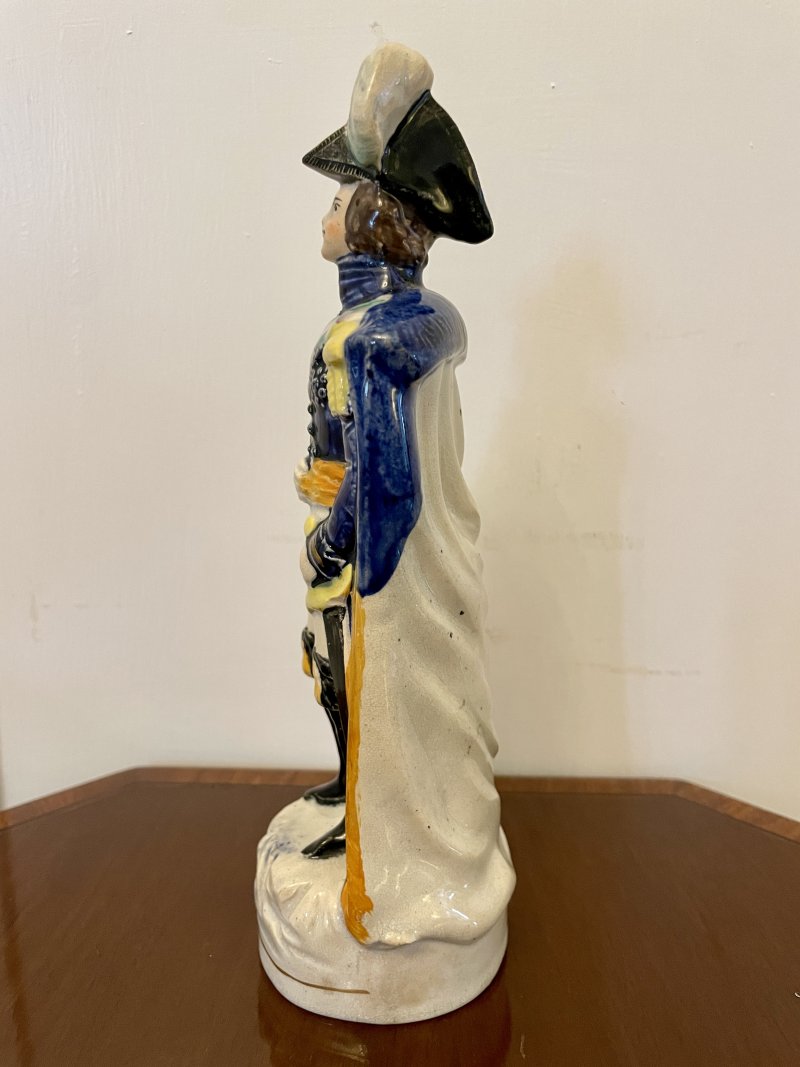 Antique Victorian Staffordshire Flatback Figure in Military Dress - Image 4
